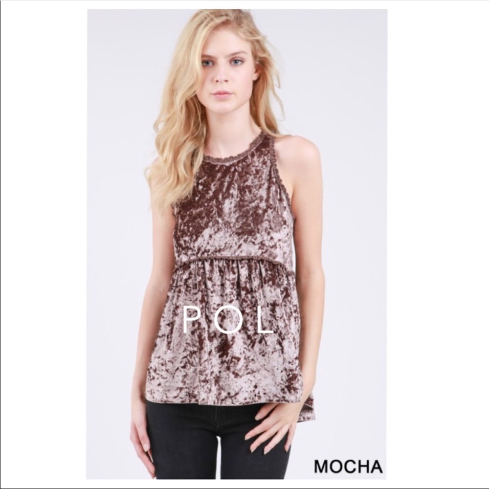 POL Crushed Velvet Babydoll Top